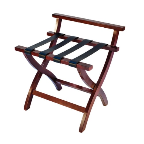 Premier Series Wood Luggage Rack, Cherry Mahogany Leather Straps